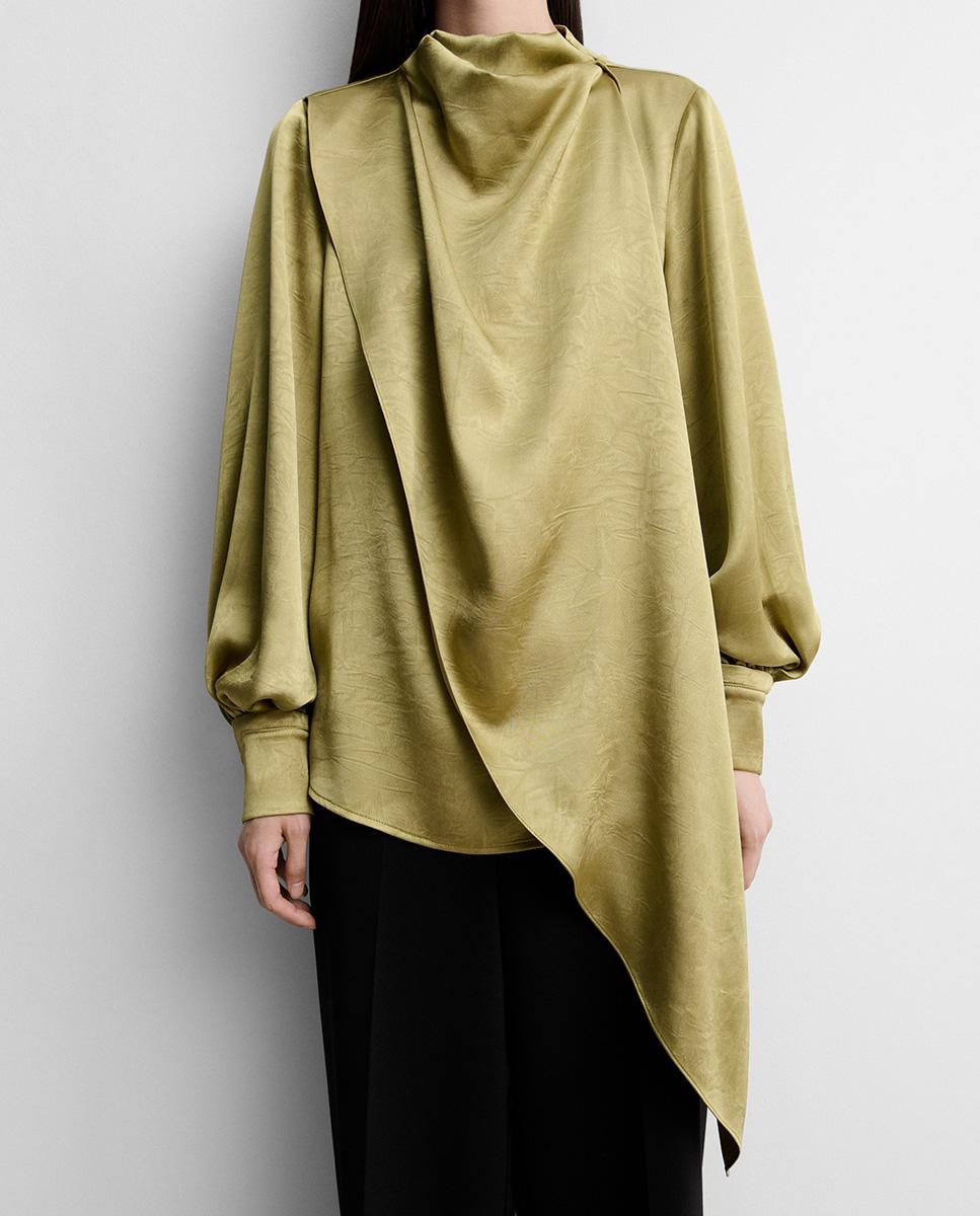 Blusa de mujer satinada plumas - Simorra - Verde Verde-4