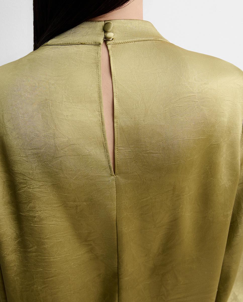 Blusa de mujer satinada plumas - Simorra - Verde Verde-5