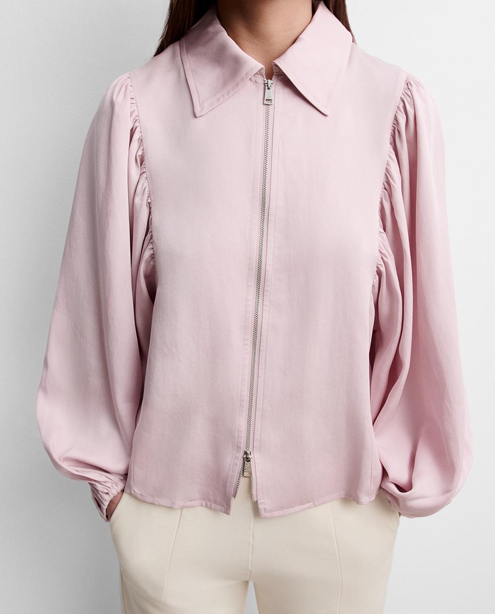 Imagen 3 de Blusa de mujer cremallera manga abullonada - Simorra - Rosa Rosa