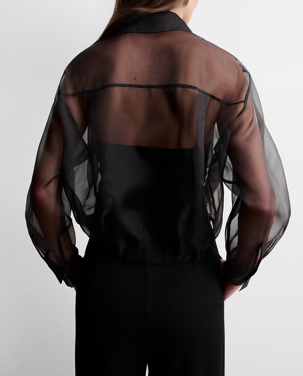 Blusa de mujer crop organza - Simorra - Negro Negro-4