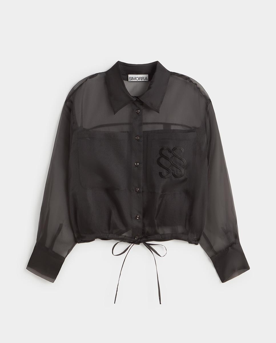 Blusa de mujer crop organza - Simorra - Negro Negro-5