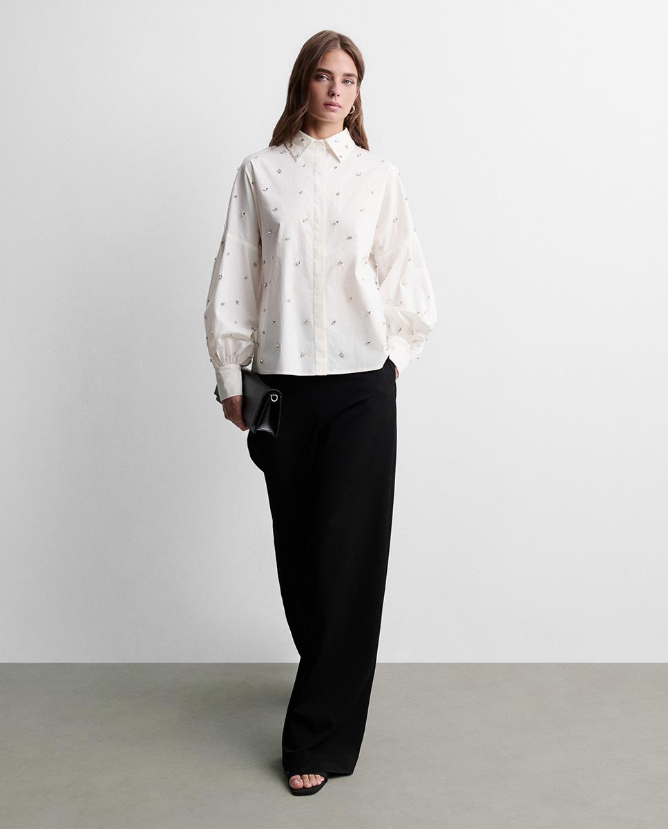 Imagen 1 de Blusa de mujer manga larga pedrería - Simorra - Blanco Blanco
