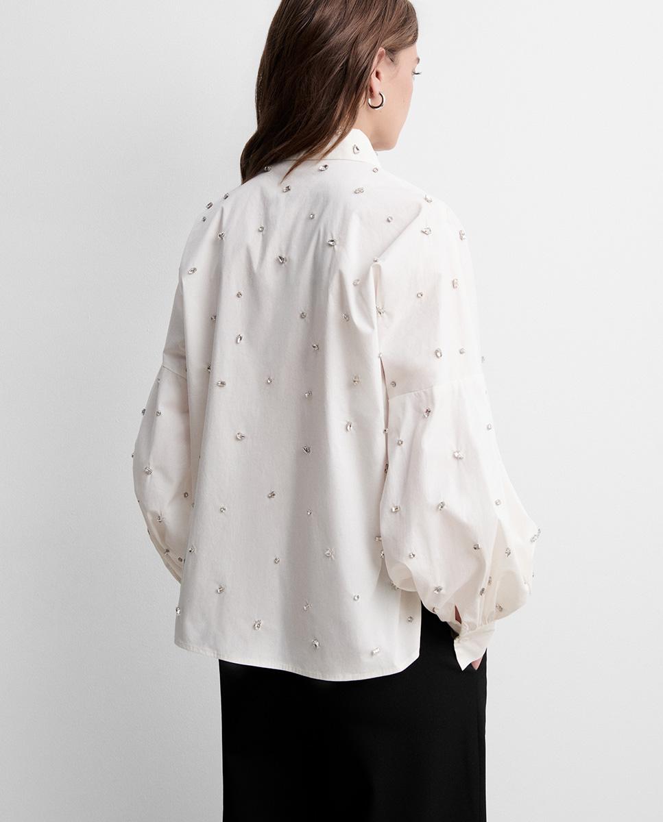 Imagen 4 de Blusa de mujer manga larga pedrería - Simorra - Blanco Blanco