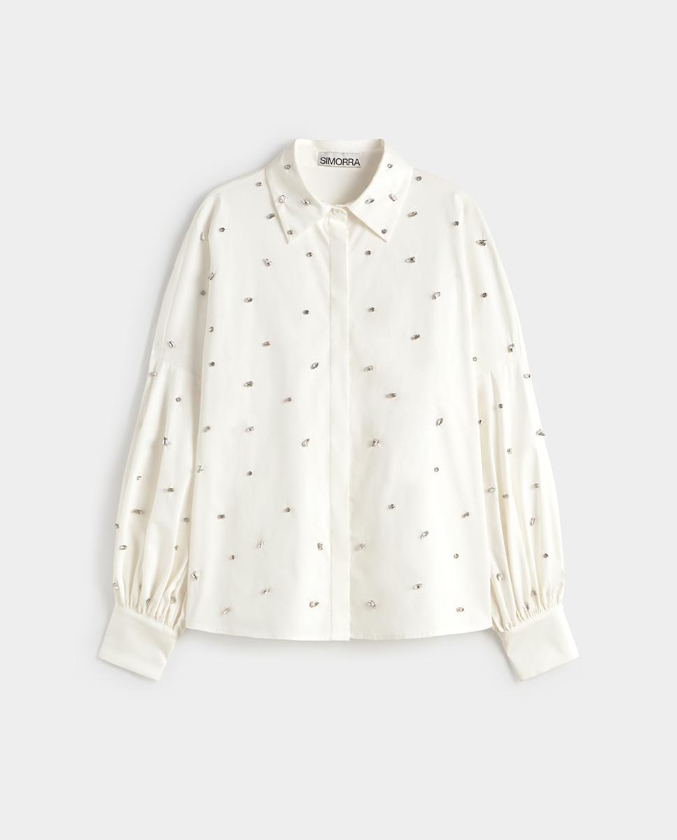 Imagen 5 de Blusa de mujer manga larga pedrería - Simorra - Blanco Blanco