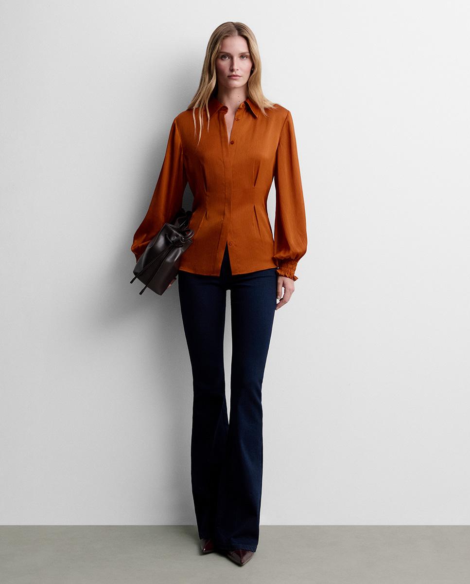Camisa de mujer fluida pinzas - Simorra - Naranja Naranja-1
