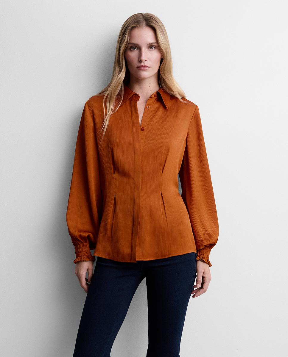 Camisa de mujer fluida pinzas - Simorra - Naranja Naranja-2