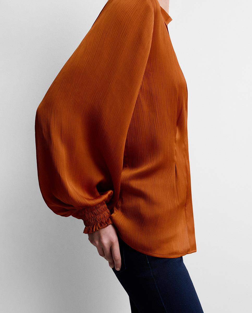 Camisa de mujer fluida pinzas - Simorra - Naranja Naranja-3