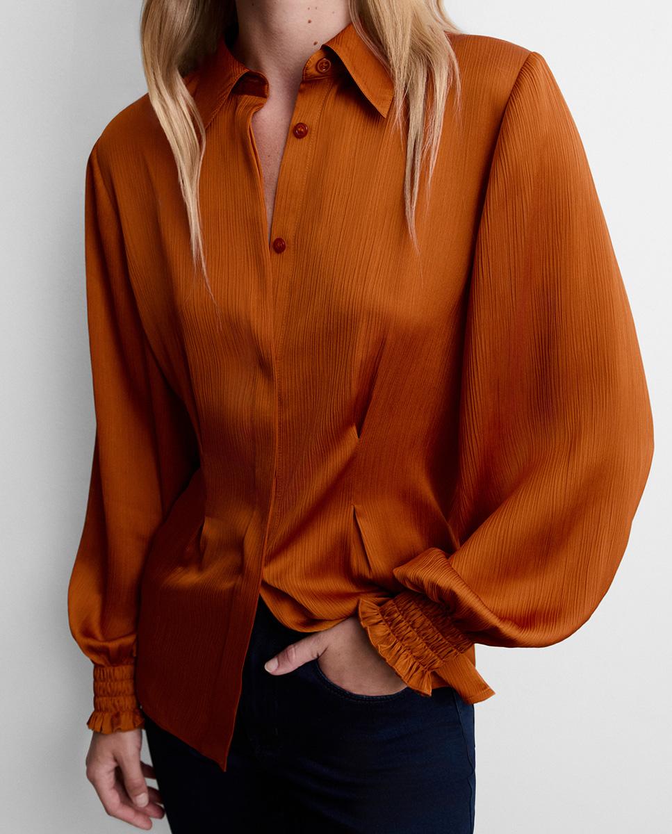 Camisa de mujer fluida pinzas - Simorra - Naranja Naranja-4