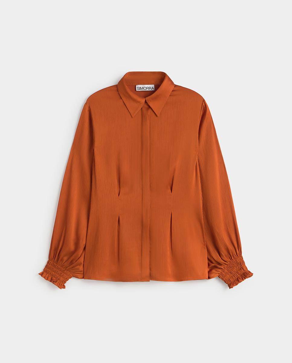 Camisa de mujer fluida pinzas - Simorra - Naranja Naranja-6