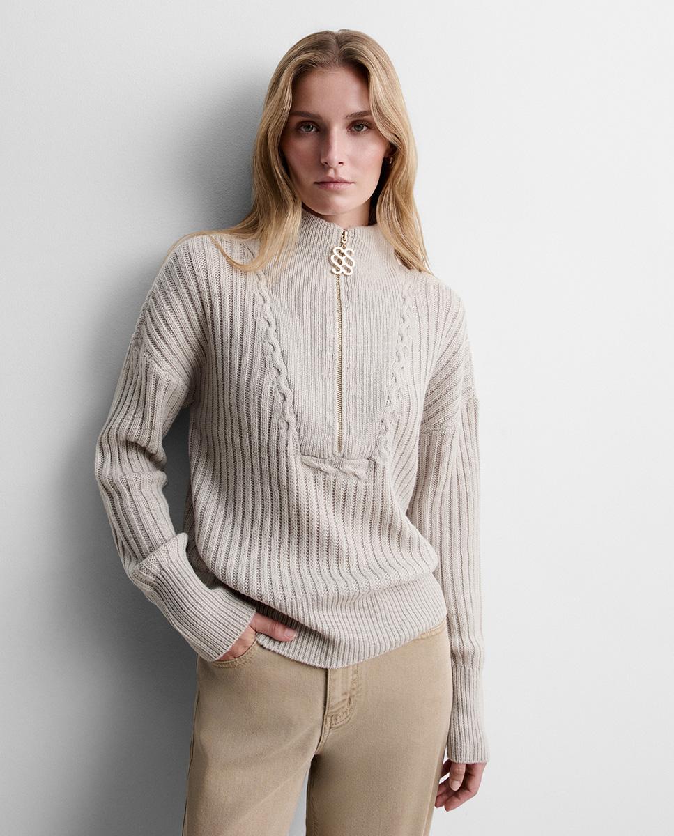 Jersey de mujer punto cuello alto - Simorra - Blanco Blanco-3