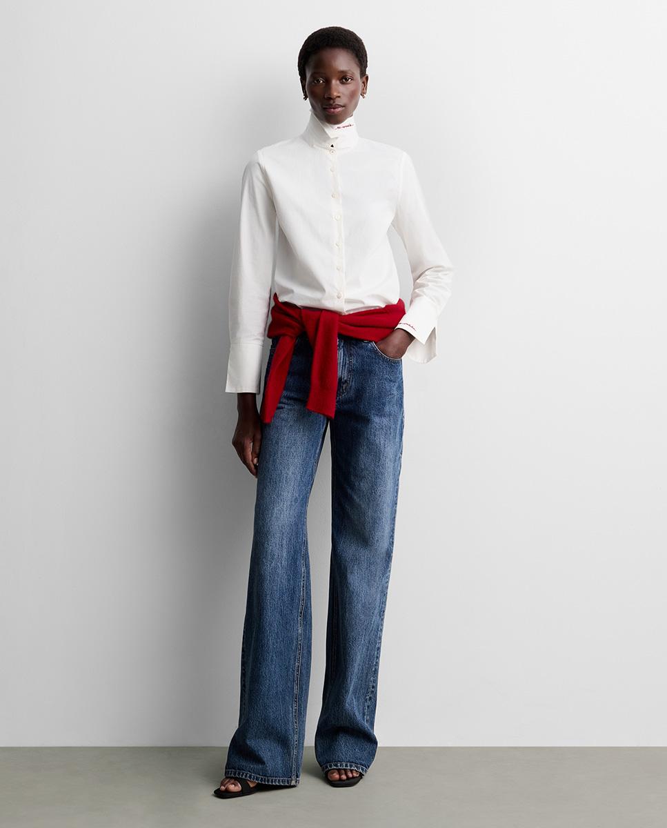 Imagen 0 de Camisa de mujer algodón bordada Blanco