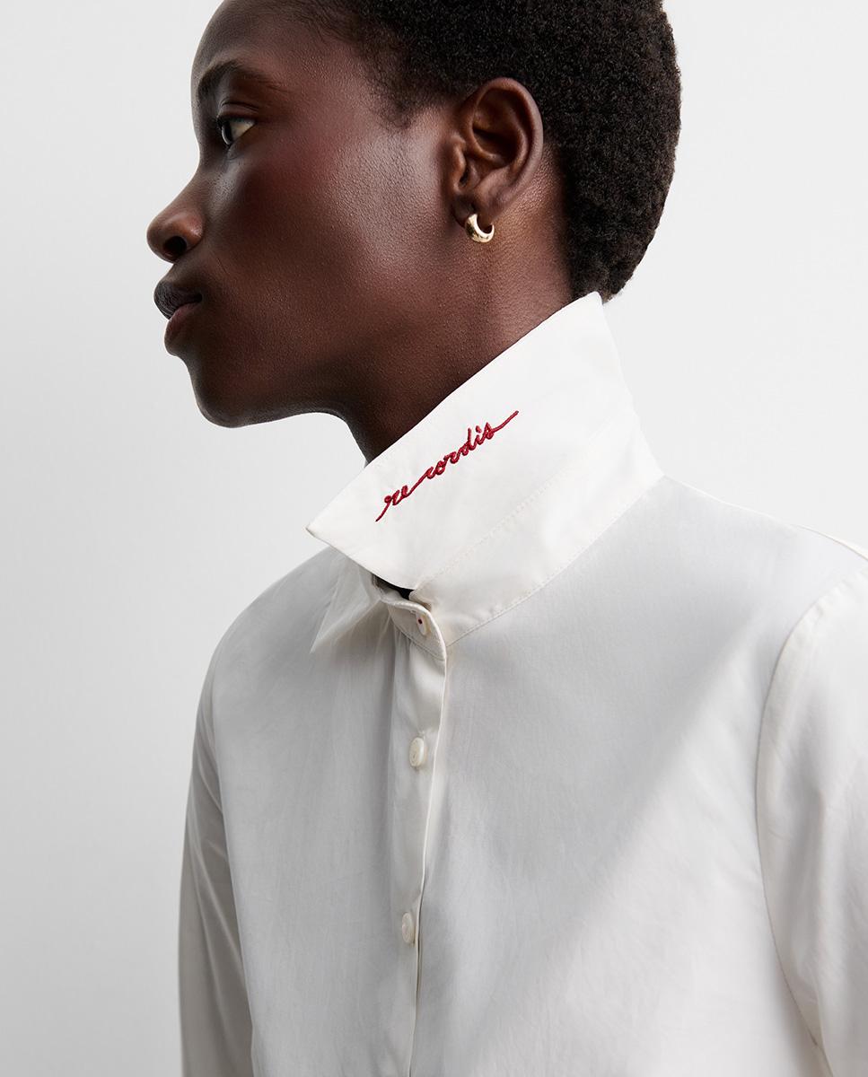 Camisa de mujer algodón bordada - Simorra - Blanco Blanco-3