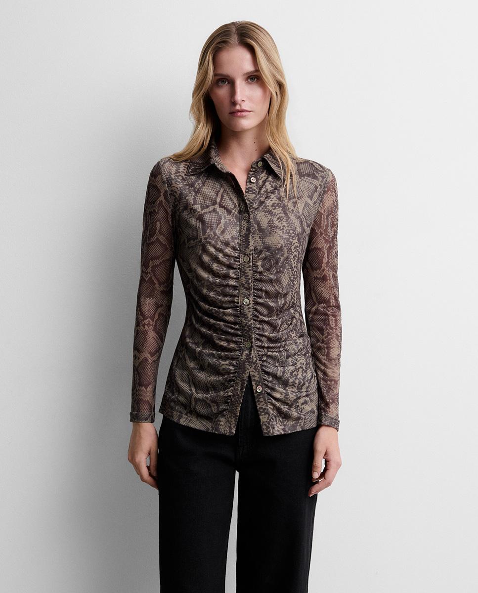 Camisa de mujer tul estampada - Simorra - Verde Verde-2