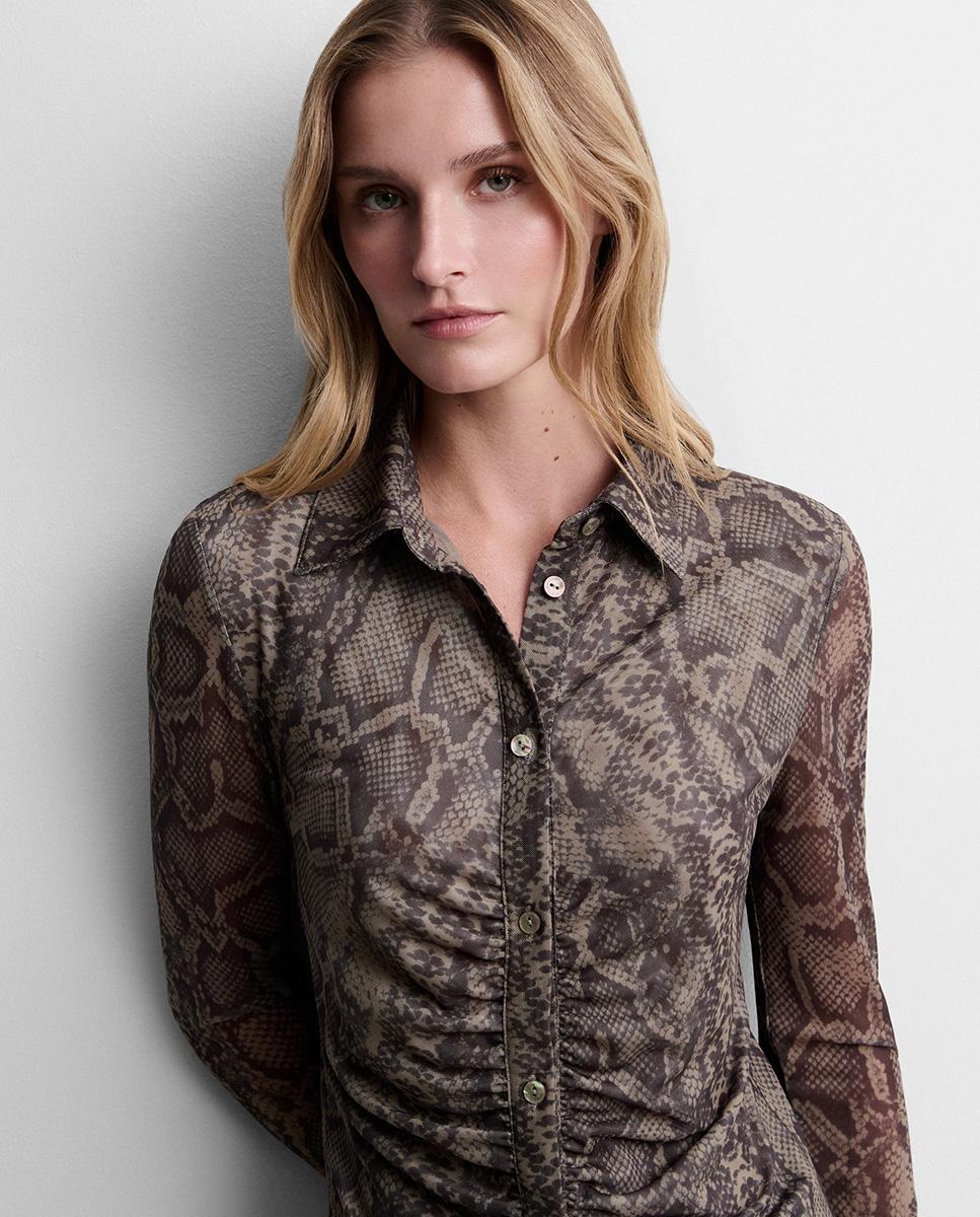 Camisa de mujer tul estampada - Simorra - Verde Verde-3
