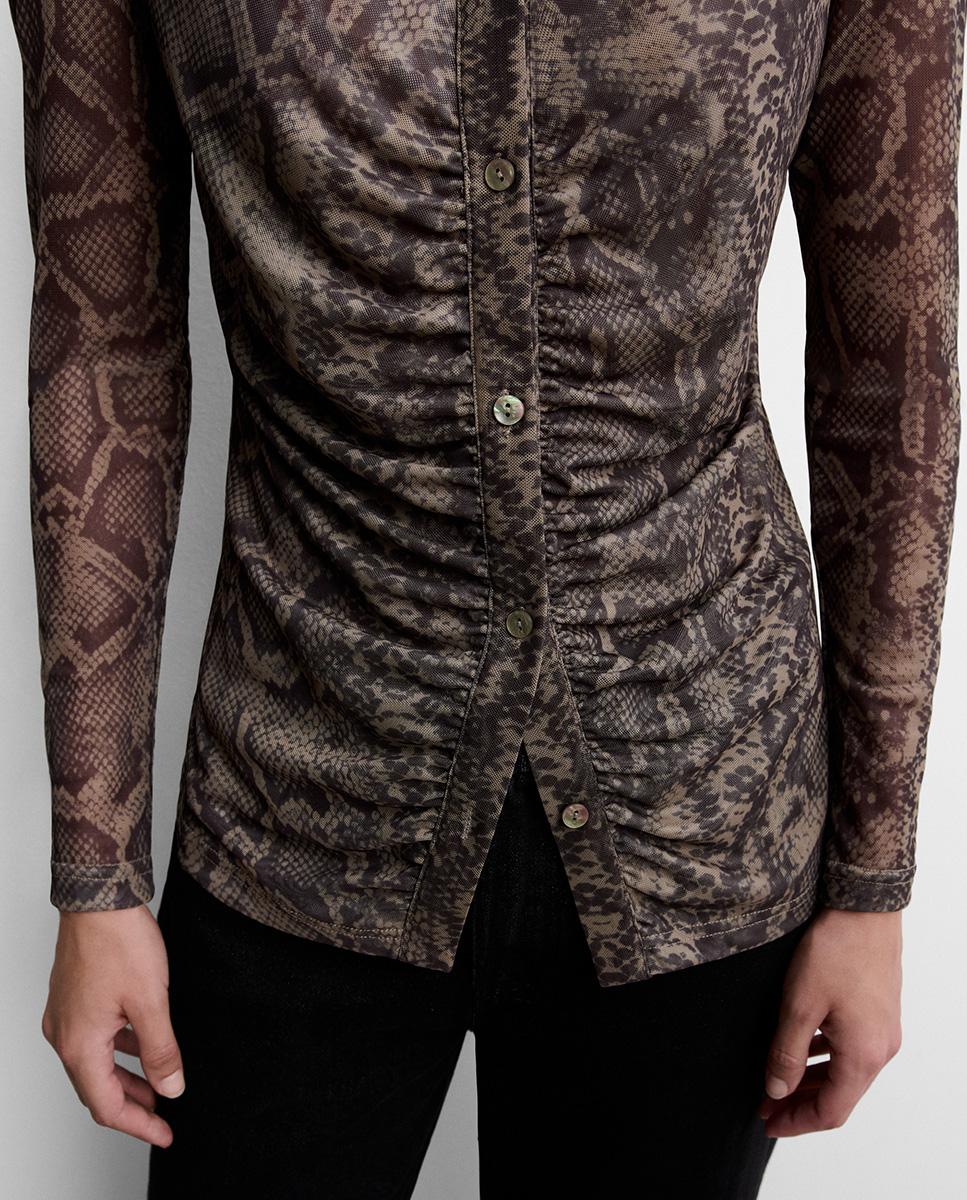Camisa de mujer tul estampada - Simorra - Verde Verde-4