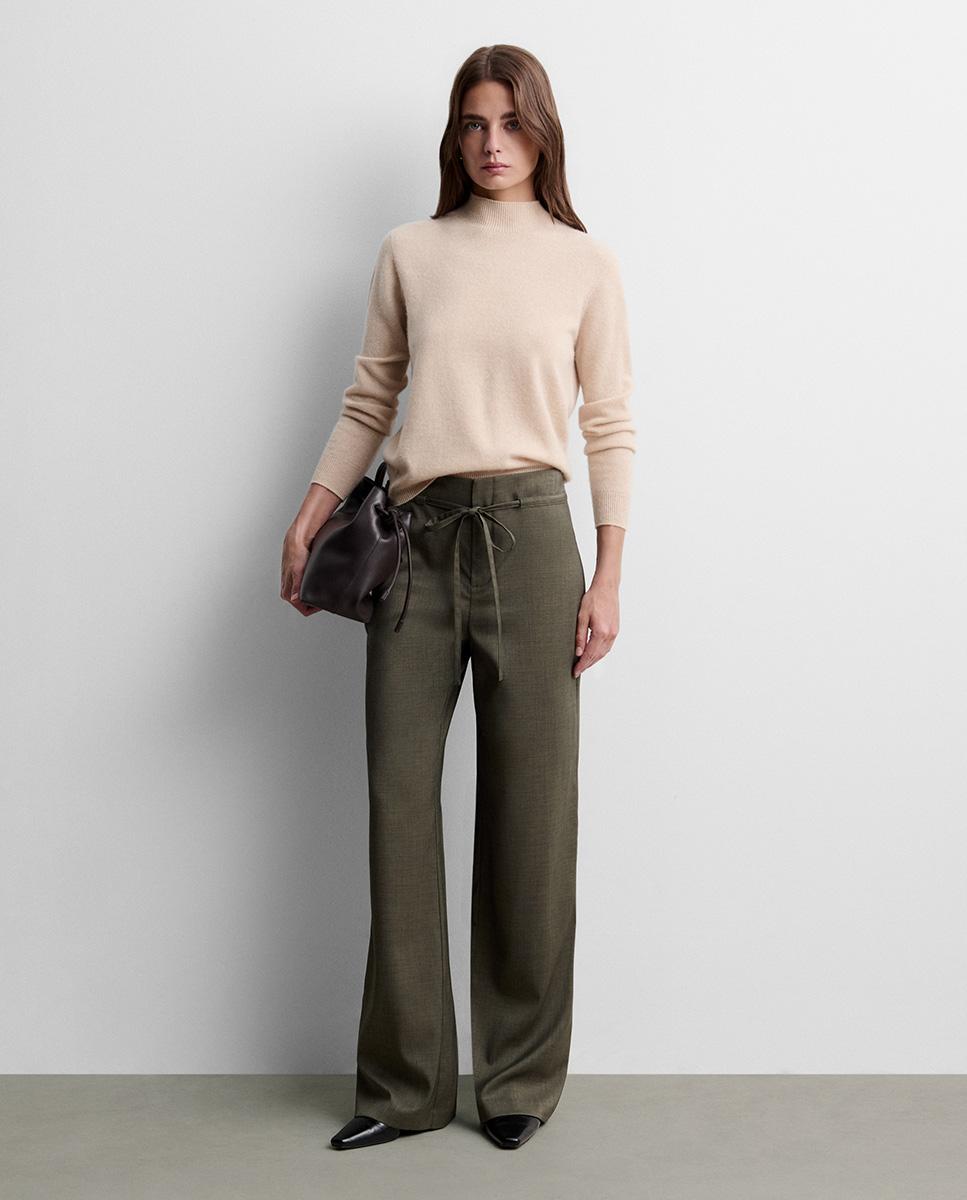 Pantalón de mujer ancho cinturón - Simorra - Verde Verde-1