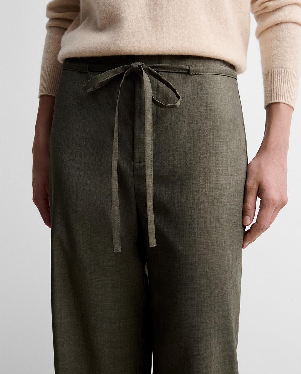Pantalón de mujer ancho cinturón - Simorra - Verde Verde-3