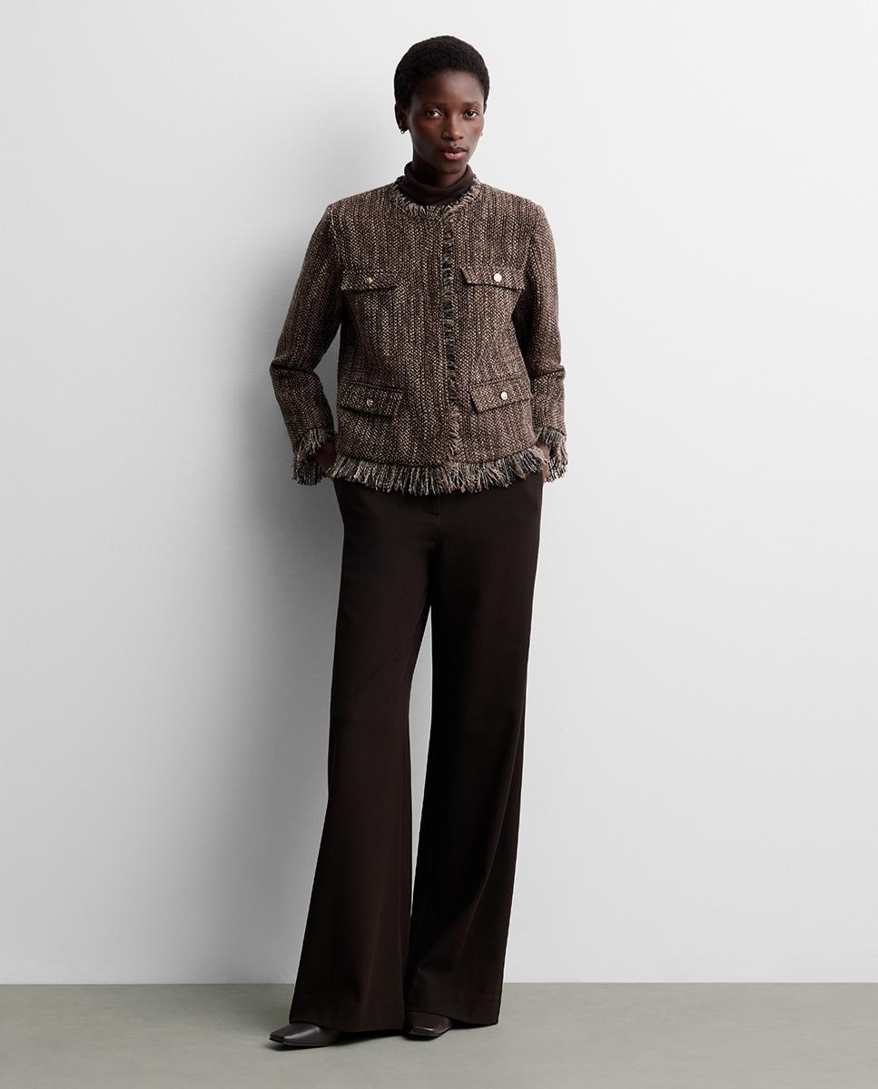 Chaqueta de mujer de tweed - Simorra - Marrón Marrón-1