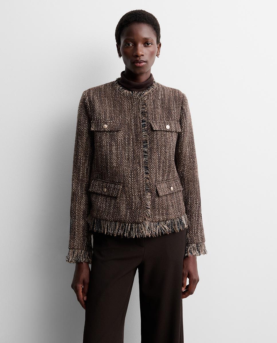 Chaqueta de mujer de tweed - Simorra - Marrón Marrón-2