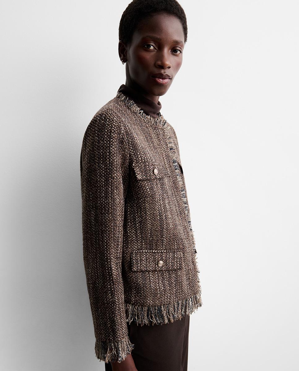Chaqueta de mujer de tweed - Simorra - Marrón Marrón-3