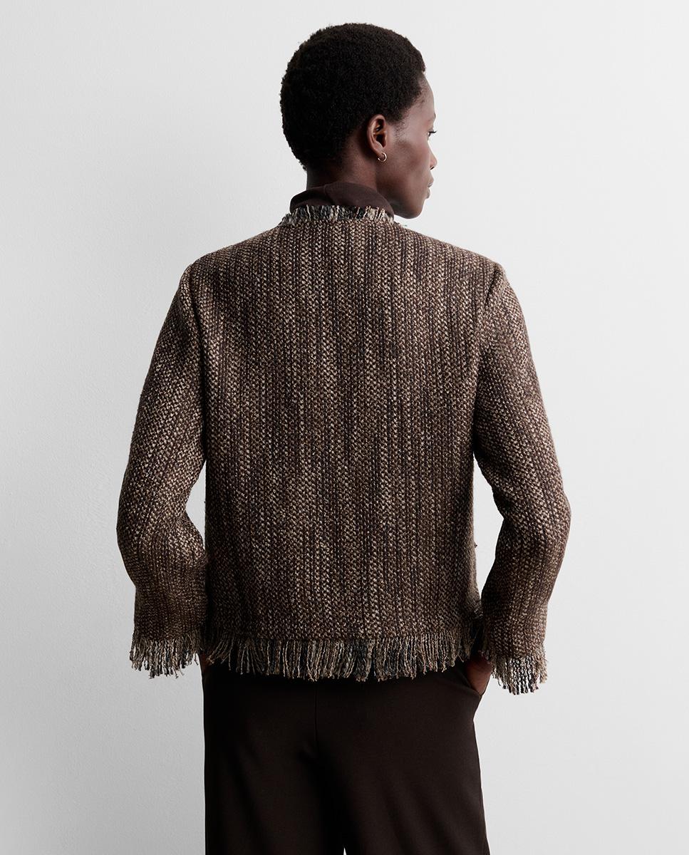 Chaqueta de mujer de tweed - Simorra - Marrón Marrón-5