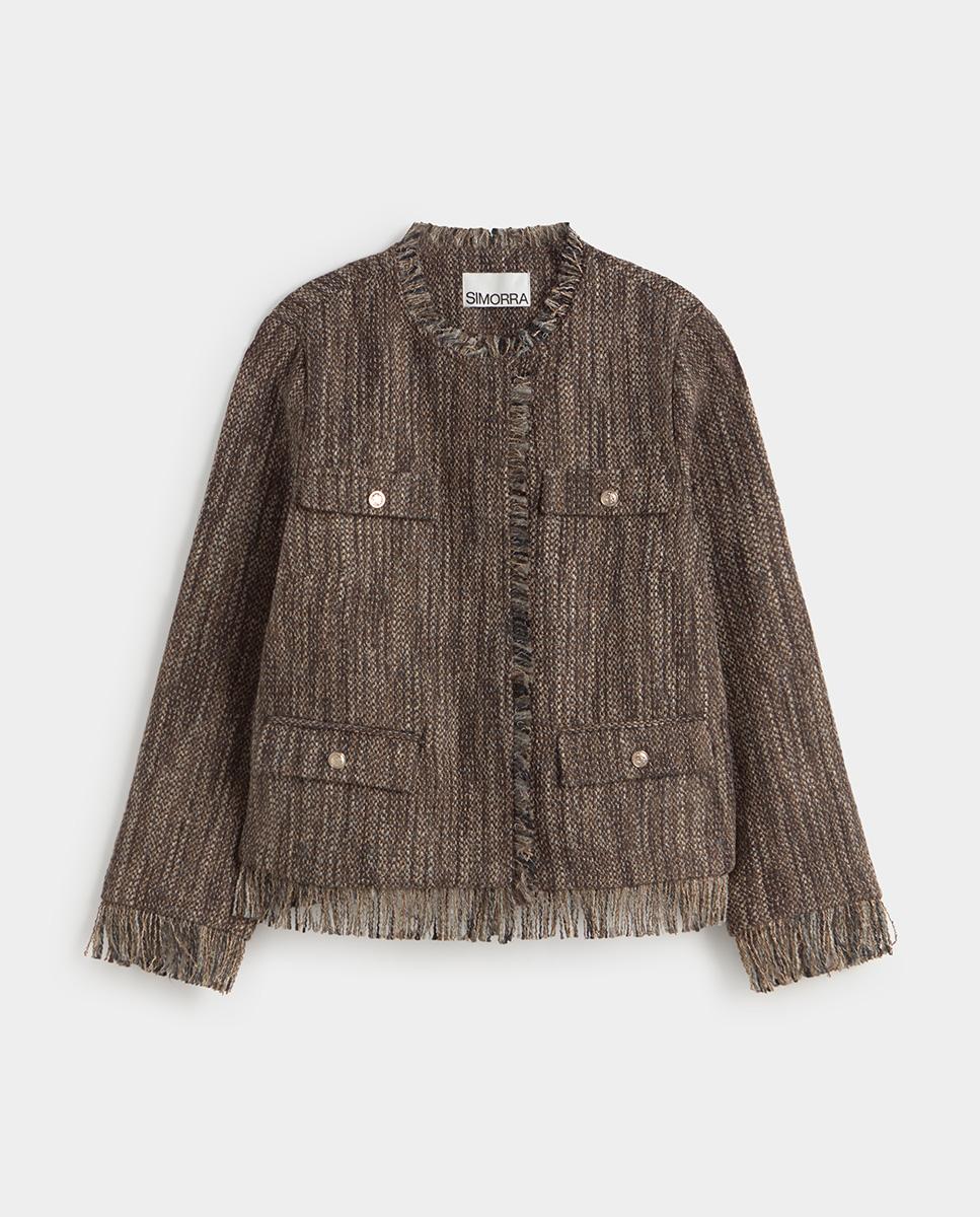 Chaqueta de mujer de tweed - Simorra - Marrón Marrón-6