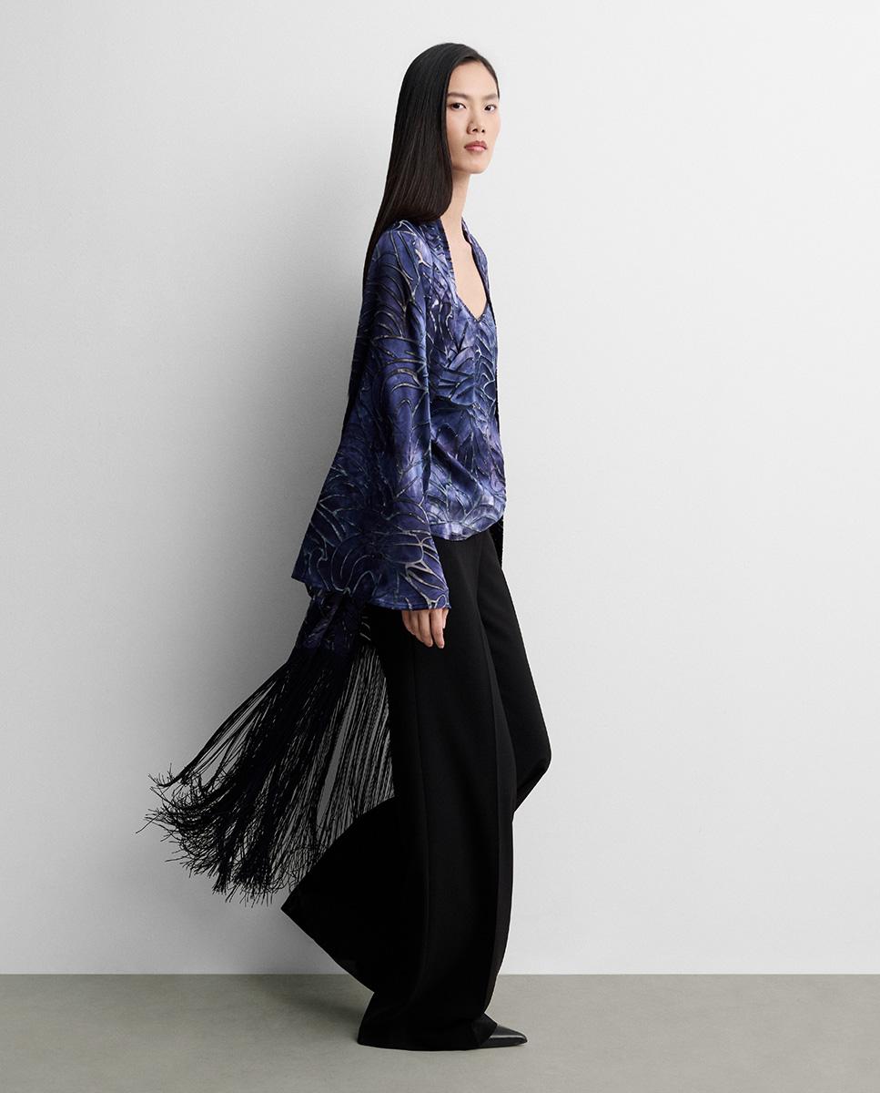 Levita de mujer larga flecos - Simorra - Azul Azul-1