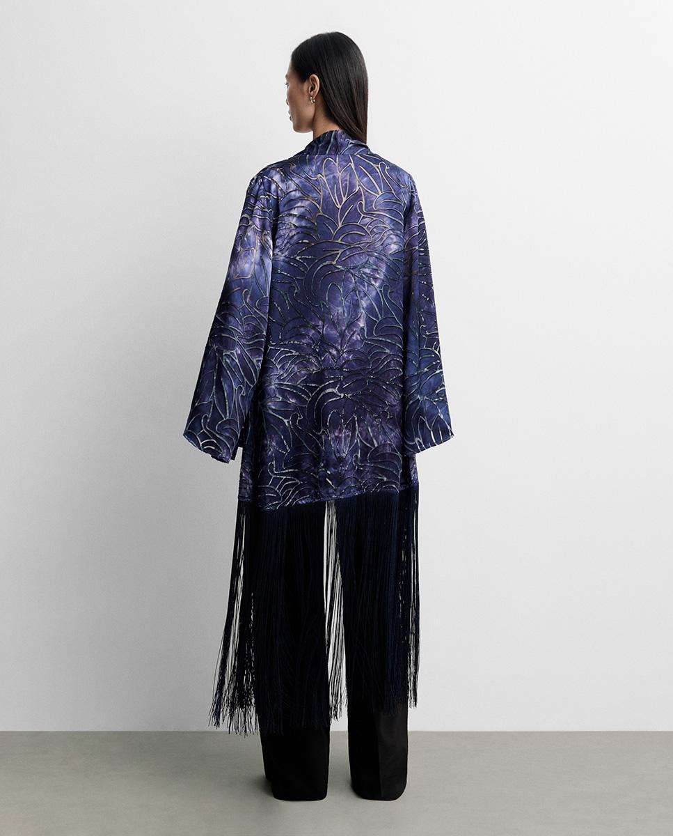 Levita de mujer larga flecos - Simorra - Azul Azul-2