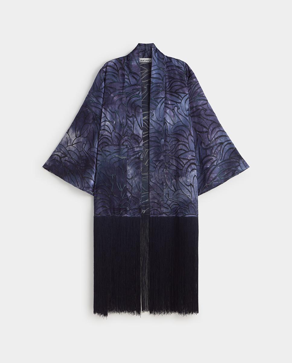 Levita de mujer larga flecos - Simorra - Azul Azul-4