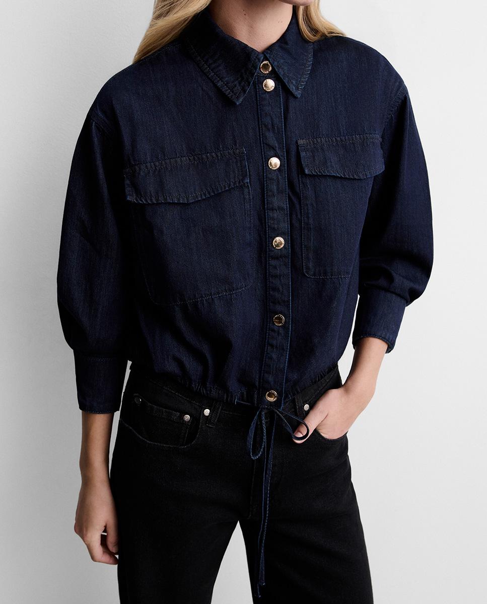 Blusa de mujer crop efecto denim - Simorra - Azul Azul-2