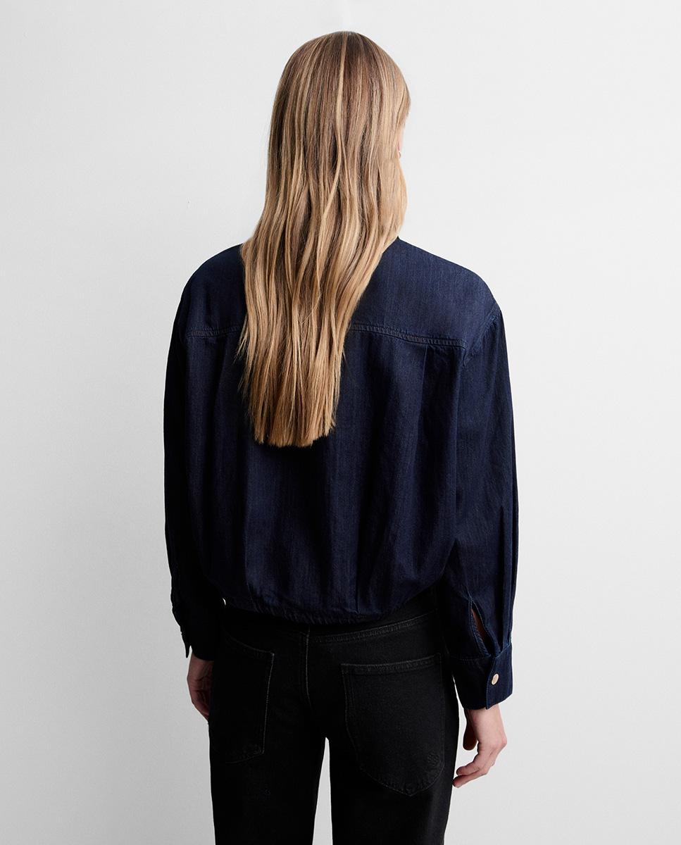 Blusa de mujer crop efecto denim - Simorra - Azul Azul-4