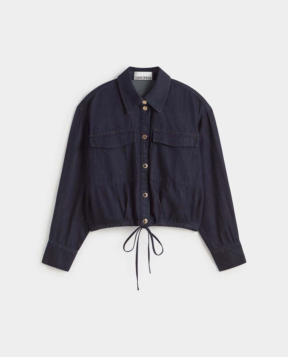 Blusa de mujer crop efecto denim - Simorra - Azul Azul-6