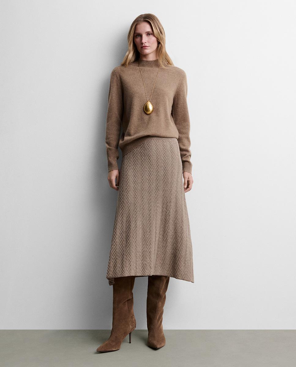 Falda midi punto fantasía - Simorra - Beige Beige-1