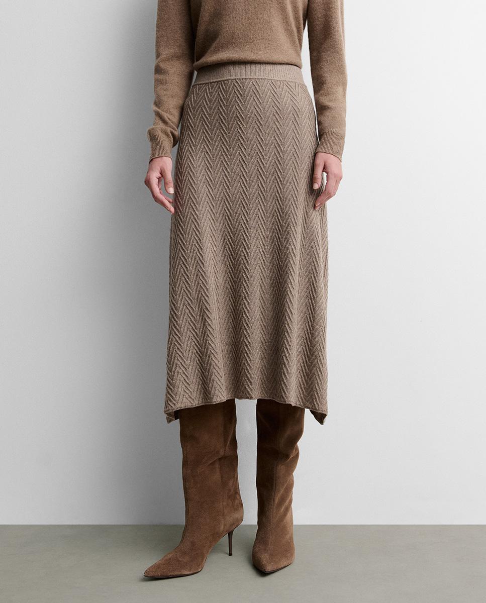 Falda midi punto fantasía - Simorra - Beige Beige-3