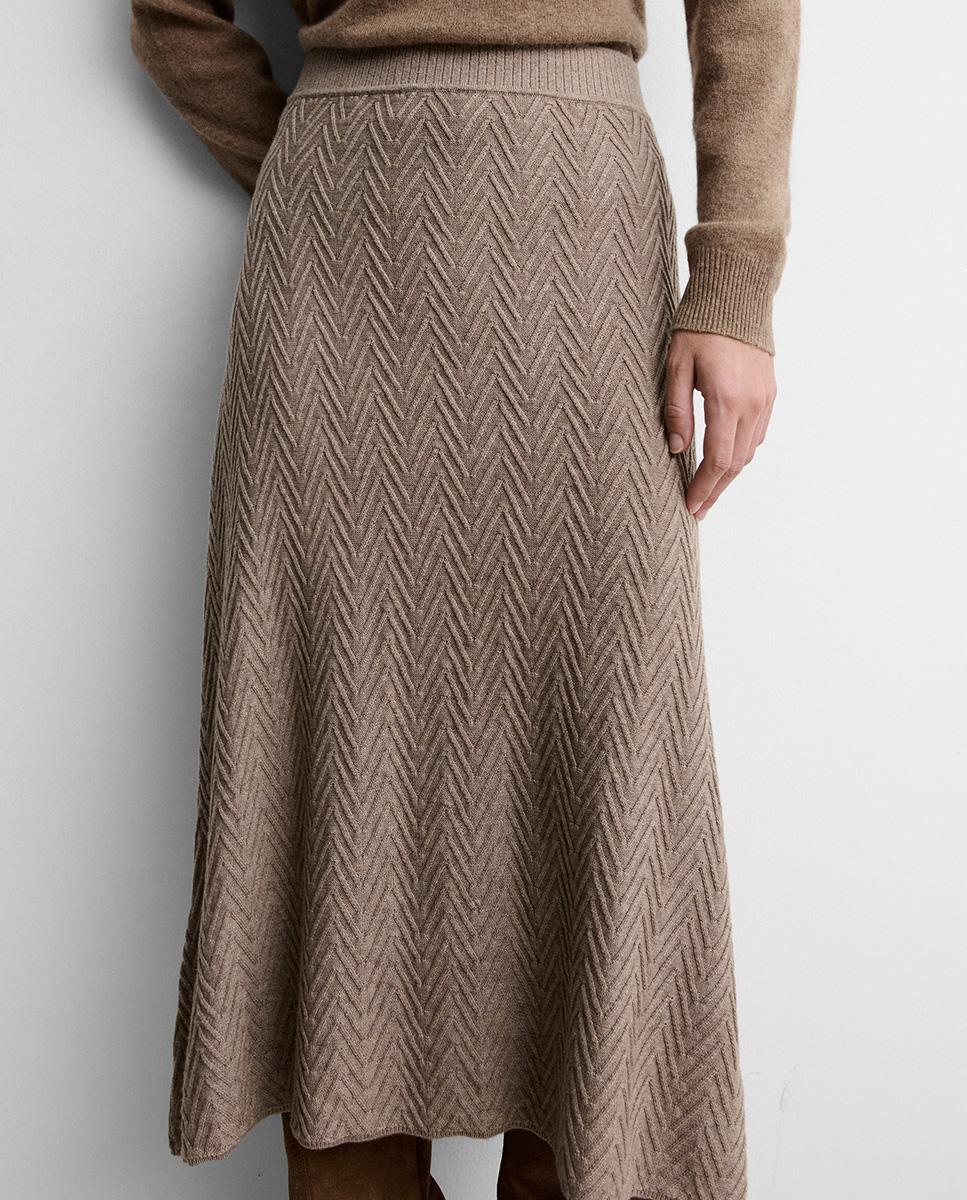 Falda midi punto fantasía - Simorra - Beige Beige-4