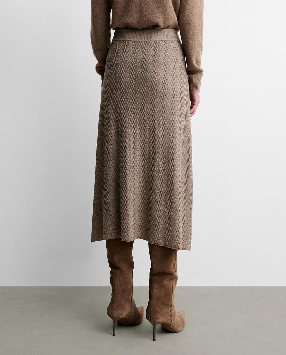 Falda midi punto fantasía - Simorra - Beige Beige-5