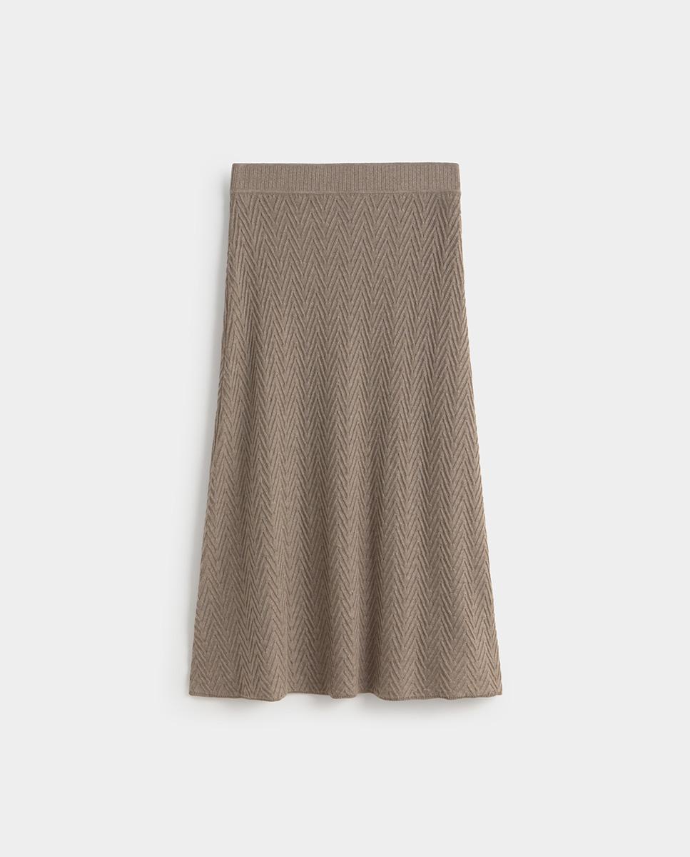 Falda midi punto fantasía - Simorra - Beige Beige-6