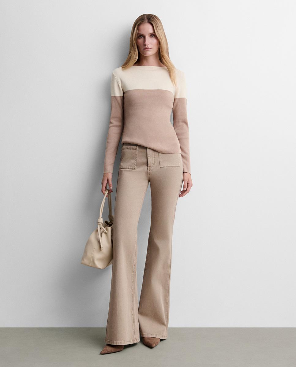 Jersey de mujer punto bicolor - Simorra - Crudo Crudo-1