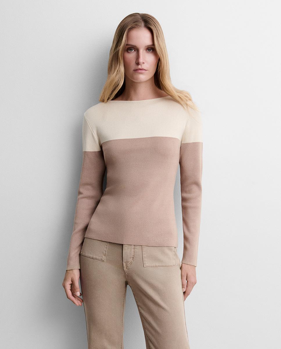 Jersey de mujer punto bicolor - Simorra - Crudo Crudo-2