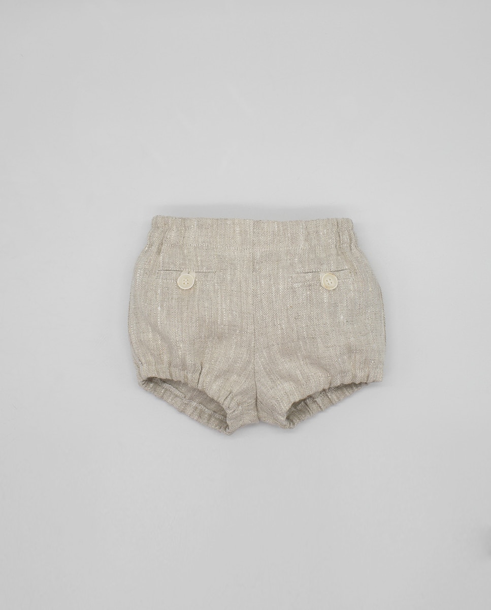 Fina Ejerique - Bermuda de bebé niño de lino con falsos bolsillos.