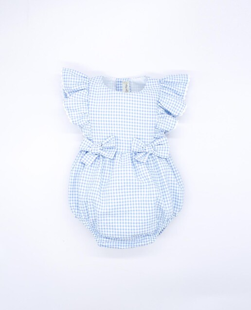 Imagen 0 de Pelele de bebé niña de cuadros vichy con lazos decorativos