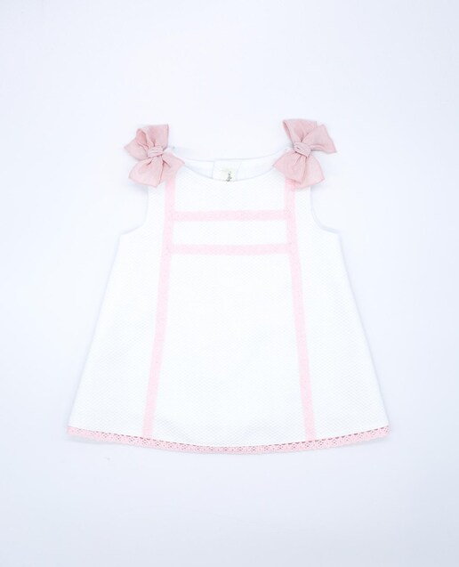 Imagen 0 de Vestido de bebé niña de piqué con puntilla