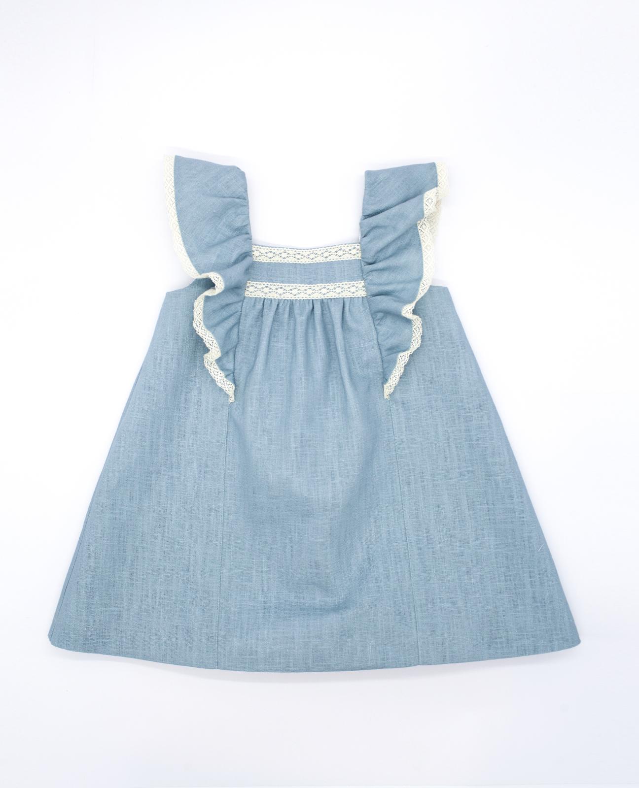 Vestido de niña de lino con volantes