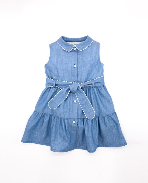 Imagen 0 de Vestido de niña de algodón abotonado con cinturón