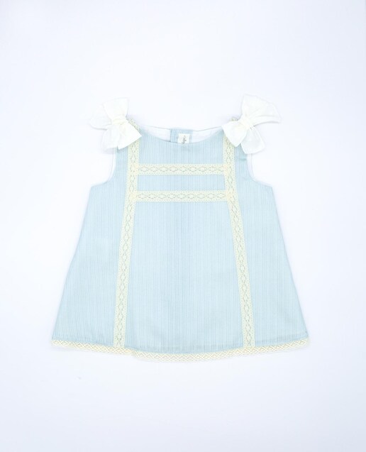 Imagen 0 de Vestido de bebé niña de algodón con puntilla