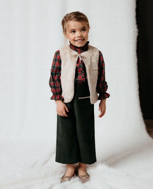 Imagen 0 de Chaleco de niña de pelo sintético crudo