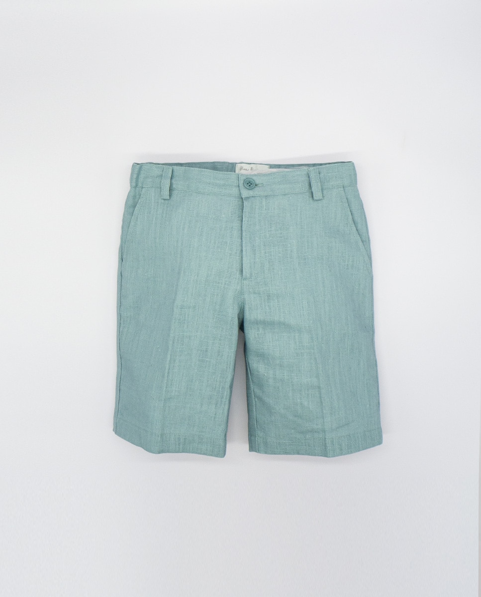 Bermuda de niño lino de vestir - Fina Ejerique - Verde Agua Verde Agua-3