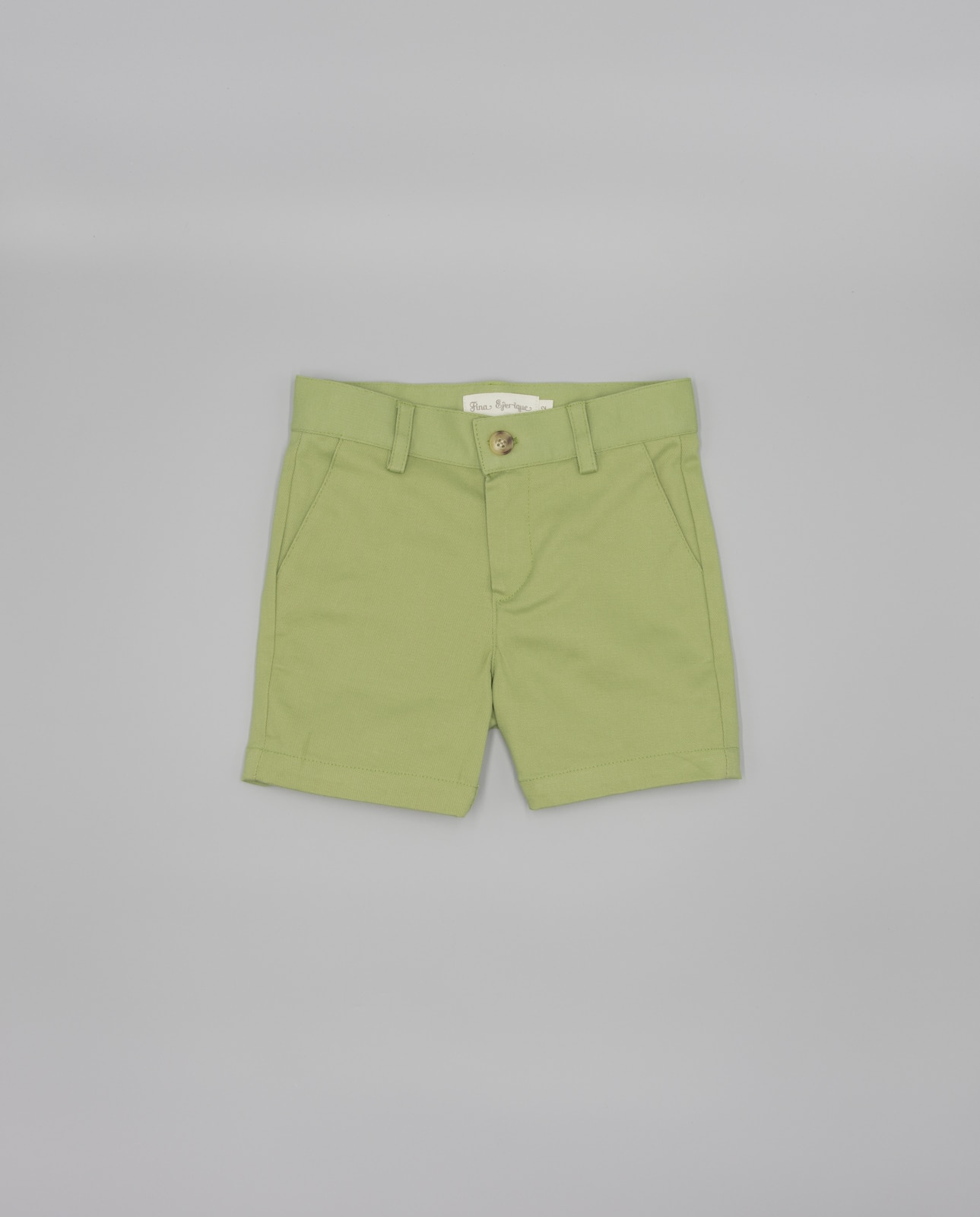 Bermuda de niño lino con cintura elástica ajustable - Fina Ejerique - Verde Oliva Verde Oliva-3