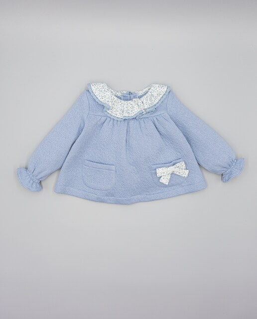 Imagen 0 de Jersey de bebé de felpa azul con cuello volante