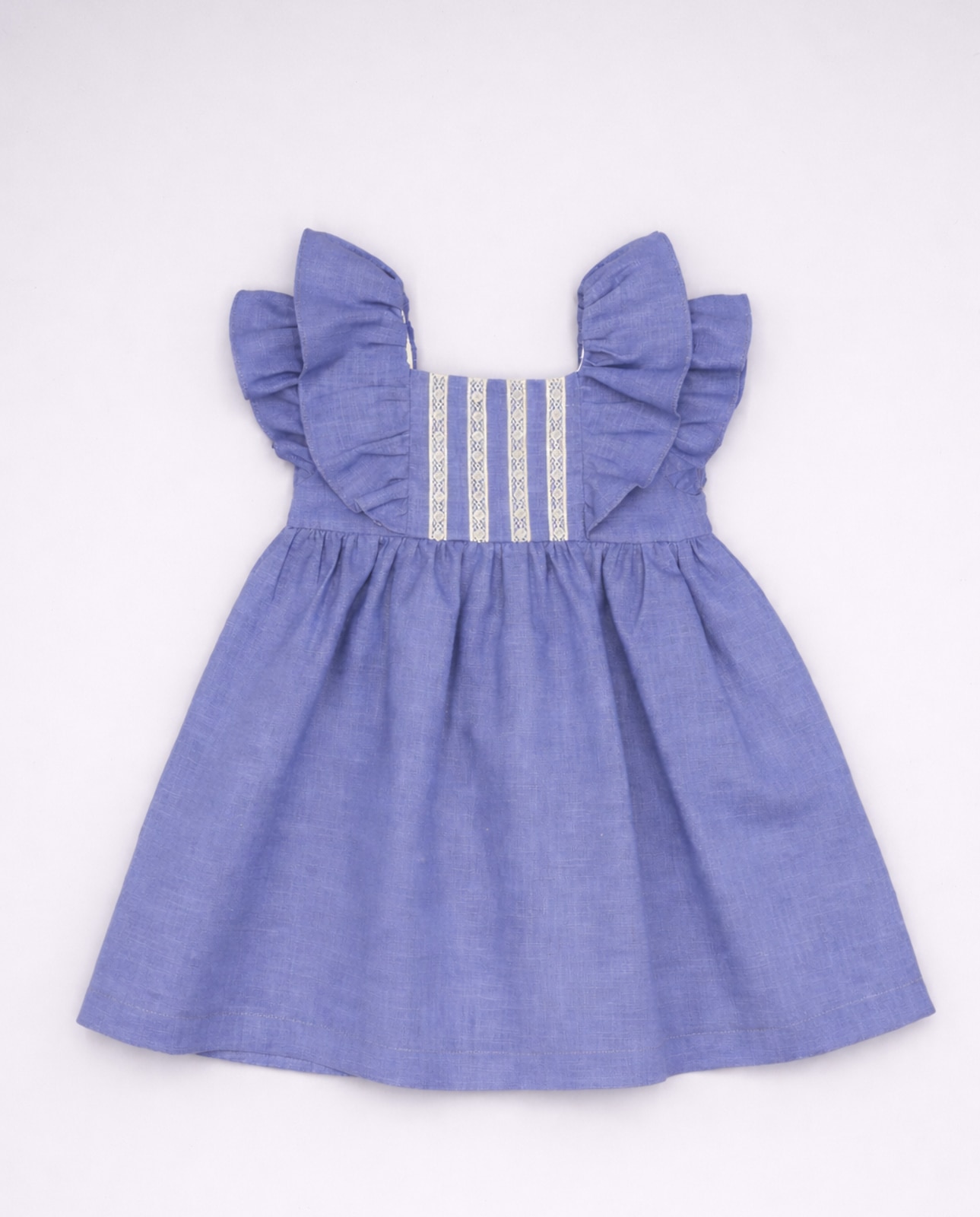 Imagen 0 de Vestido de bebé niña de lino Azul